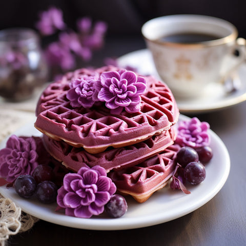 Natürlich Rote Waffel Herzen mit Bio Rote Beete Pulver