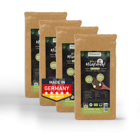 SANUUS Allgäu Bio HanfMEHL (23% Eiweiß) extra fein gemahlen für Mensch & Tier mit 55% Ballaststoff