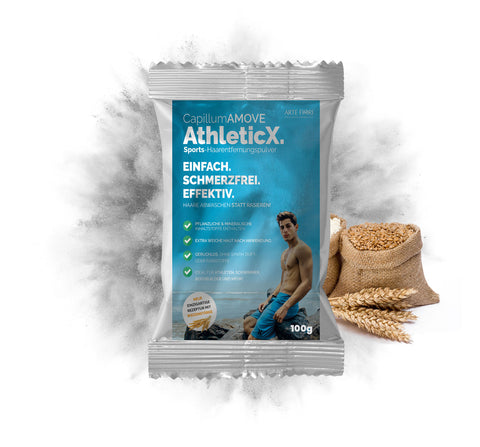 Capillum AMOVE AthleticX 100g TESTER Enthaarungscreme Enthaarungspulver Körper & Intimbereich für Männer