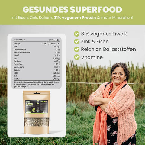 SANUUS Allgäu Bio Hanfsamen geschrotet 500g - Naturbelassen