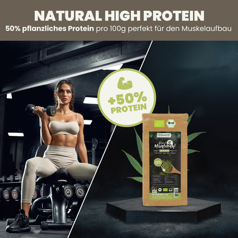 SANUUS Allgäu Bio HanfPROTEIN (50% Eiweiß) 2x1kg - pflanzliches Proteinpulver glutenfrei superfrein gemahlen