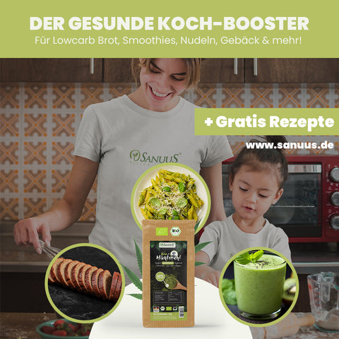 SANUUS Allgäu Bio HanfPROTEIN (50% Eiweiß) 2x1kg - pflanzliches Proteinpulver glutenfrei superfrein gemahlen