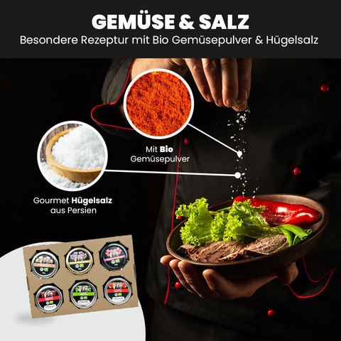 SANUUS Gewürzsalz Kräutersalz mit Meersalz & Kräutern – Würzmischung Feinkost Geschenkset 6x120g (alle Sorten)