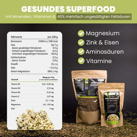 SANUUS Allgäu Bio Hanfsamen geschält 750g