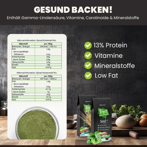 SANUUS VegiX Dinkelmehl 630 mit Spinatpulver 500g
