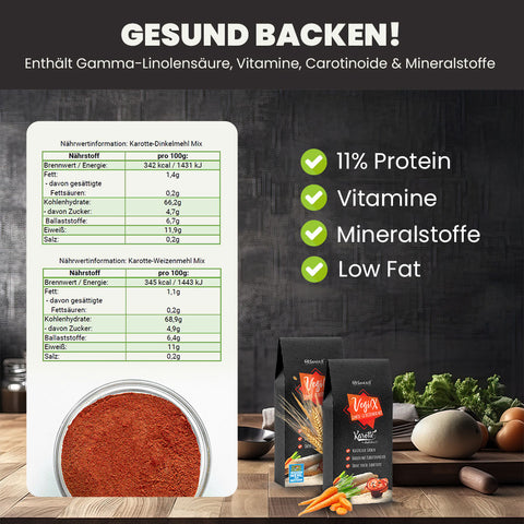 SANUUS VegiX Weizenmehl 550 mit Karottenpulver 500g