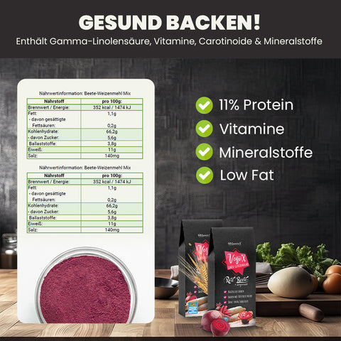 SANUUS VegiX Weizenmehl 550 mit Rote Beete Pulver 500g