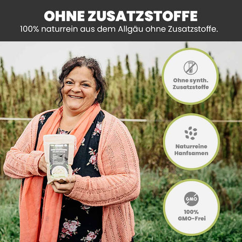 SANUUS Allgäu Bio HanfMEHL (23% Eiweiß) extra fein gemahlen für Mensch & Tier mit 55% Ballaststoff