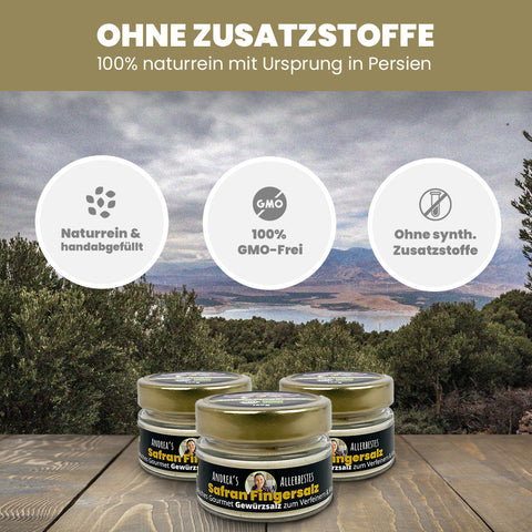 SANUUS Safran Gewürzsalz Kräutersalz mit Meersalz & Kräutern – Würzmischung für Reis, Gemüse, Salate & Smoothies