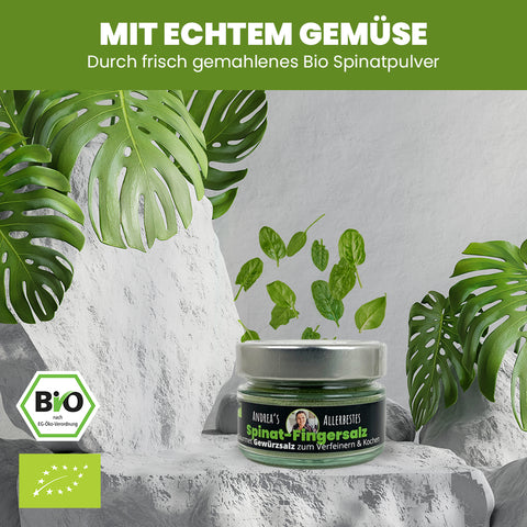 SANUUS Spinat Gewürzsalz Kräutersalz mit Meersalz & Kräutern – Würzmischung für Pasta, Gemüse, Salate & Smoothies