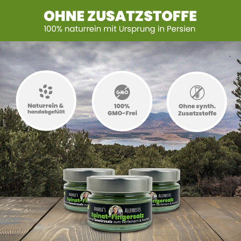 SANUUS Spinat Gewürzsalz Kräutersalz mit Meersalz & Kräutern – Würzmischung für Pasta, Gemüse, Salate & Smoothies