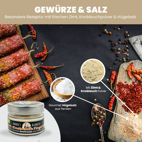 SANUUS Zimt-Knoblauch Gewürzsalz Kräutersalz mit Meersalz & Kräutern – Würzmischung für Pasta, Gemüse, Salate & Smoothies