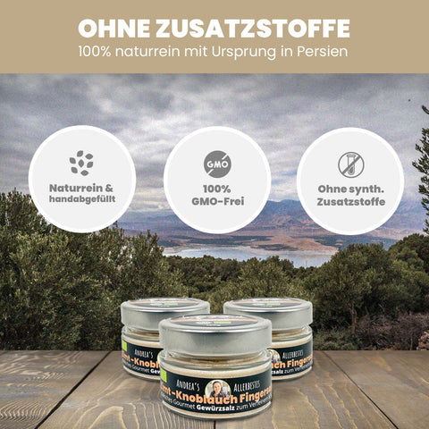 SANUUS Zimt-Knoblauch Gewürzsalz Kräutersalz mit Meersalz & Kräutern – Würzmischung für Pasta, Gemüse, Salate & Smoothies