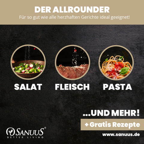 SANUUS Zimt-Knoblauch Gewürzsalz Kräutersalz mit Meersalz & Kräutern – Würzmischung für Pasta, Gemüse, Salate & Smoothies
