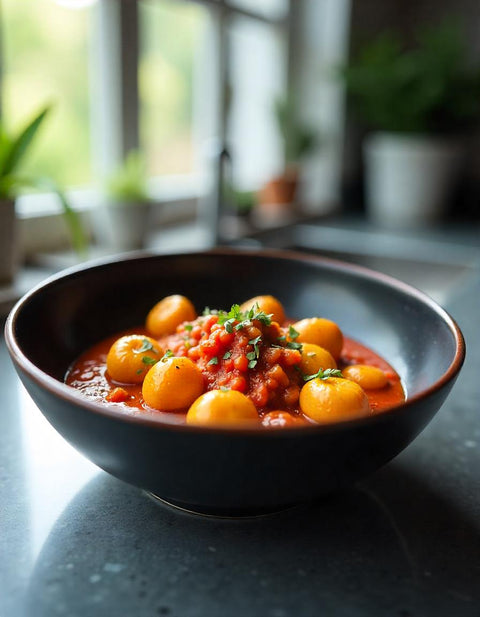 Kürbis-Gnocchi mit pikanter Paprika-Tomaten-Creme