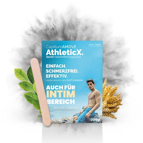Capillum AMOVE AthleticX 200g Enthaarungscreme Körper & Intimbereich - sanftes Enthaarungspulver mit Weizenstärke