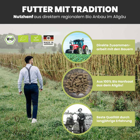 PFERDESTARK Bio Hanfpellets als FLOCKEN Pferdefutter getreidefrei AUCH für Senioren Pferde