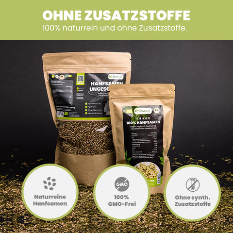 SANUUS® Allgäu Bio Hanfsamen ungeschält Vorteilspack für Mensch & Tier