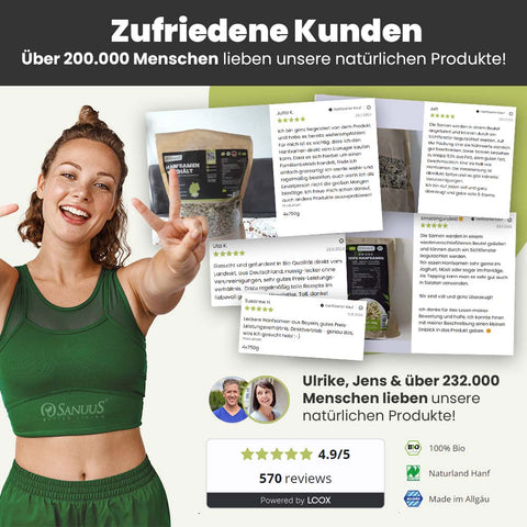 SANUUS® Bio Hanfsamen ungeschält 750g aus dem Allgäu